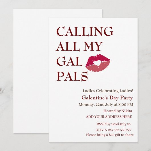 ALLE MIJN GAL PAL Galentine's Day Girls night Kaart (Voorkant / Achterkant)