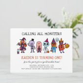 Alle Monster Halloween 1e verjaardag Kaart (Staand voorkant)