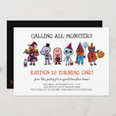 Alle Monster Halloween 1e verjaardag Kaart (Voorkant / Achterkant)