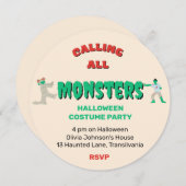 Alle Monsters Halloween Party roepen Kaart (Voorkant / Achterkant)