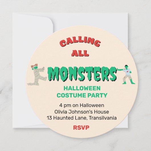 Alle Monsters Halloween Party roepen Kaart (Voorkant)