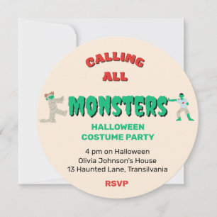 Alle Monsters Halloween Party roepen Kaart