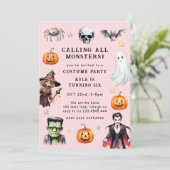 Alle Monsters Kostuum Halloween Verjaardag Kaart (Staand voorkant)