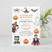 Alle Monsters Kostuum Halloween Verjaardag Kaart (Staand voorkant)