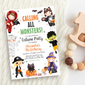 Alle Monsters Kostuum Halloween Verjaardag Kaart