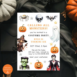 Alle Monsters Kostuum Halloween Verjaardag Kaart