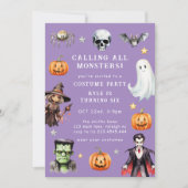 Alle Monsters Kostuum Halloween Verjaardag Kaart (Voorkant)