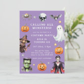 Alle Monsters Kostuum Halloween Verjaardag Kaart (Staand voorkant)