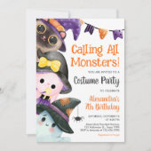 Alle Monsters roepen Halloween Kostuum Verjaardag Kaart (Voorkant)