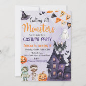 Alle Monsters roepen Halloween Kostuum Verjaardag Kaart (Voorkant)