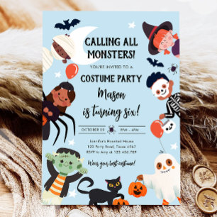 Alle Monsters roepen Halloween Kostuum Verjaardag Kaart