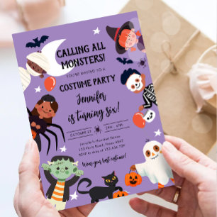 Alle Monsters roepen Halloween Kostuum Verjaardag Kaart