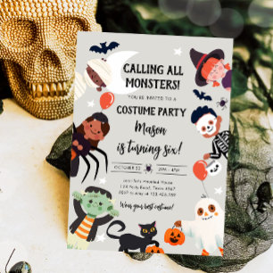 Alle Monsters roepen Halloween Kostuum Verjaardag Kaart