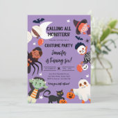 Alle Monsters roepen Halloween Kostuum Verjaardag Kaart (Staand voorkant)