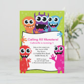 Alle monsters roepen unisex-kinderen uitgenodigd kaart (Staand voorkant)