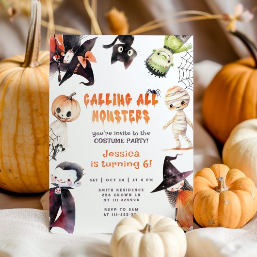 Alle monsters schattig Kostuumfeest Halloween Kaart