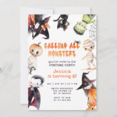 Alle monsters schattig Kostuumfeest Halloween Kaart (Voorkant)