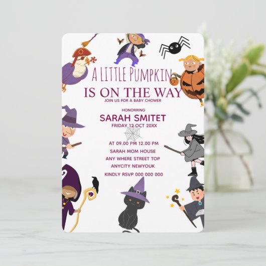 Alle Monsters Verjaardag Uitnodiging, Halloween Ve Save The Date (Staand voorkant)