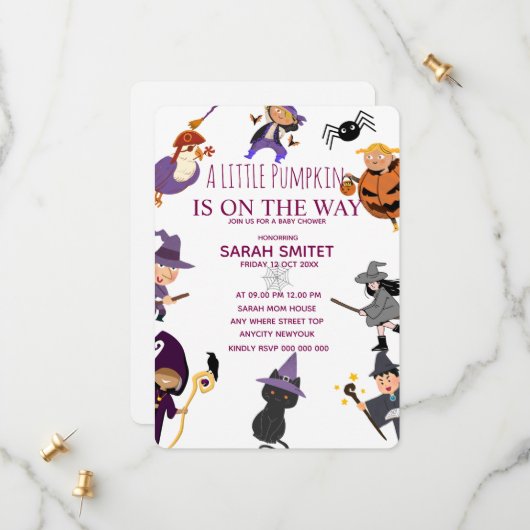 Alle Monsters Verjaardag Uitnodiging, Halloween Ve Save The Date (Voorkant / Achterkant in situ)