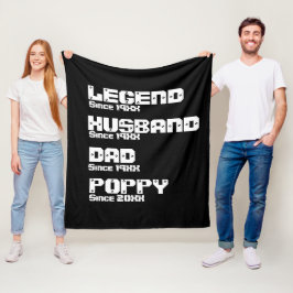 ALLE Naam Datum Jaar Legend Husband Pap Poppie wij Fleece Deken