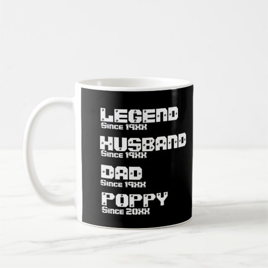 ALLE Naam Datum Jaar Legend Husband Pap Poppie wij Koffiemok (Links)