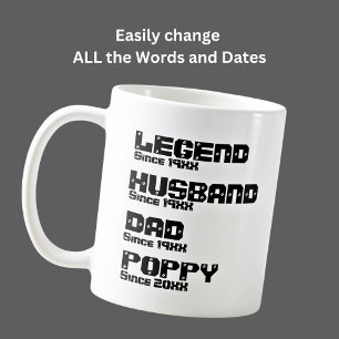 ALLE Naam Datum Jaar Legend Husband Pap Poppie wij Koffiemok