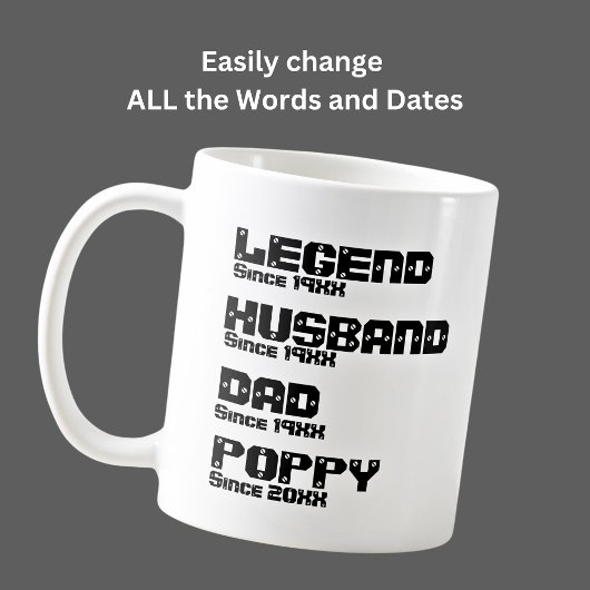 ALLE Naam Datum Jaar Legend Husband Pap Poppie wij Koffiemok