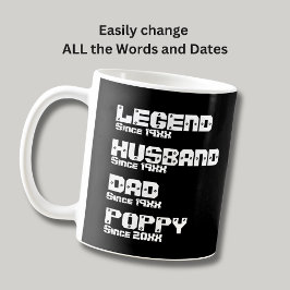 ALLE Naam Datum Jaar Legend Husband Pap Poppie wij Koffiemok
