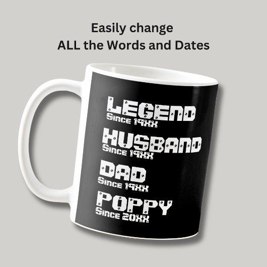 ALLE Naam Datum Jaar Legend Husband Pap Poppie wij Koffiemok