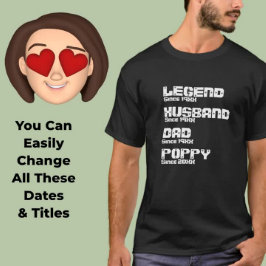 ALLE Naam Datum Jaar Legend Husband Pap Poppie wij T-shirt