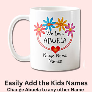 ALLE Namen Kinder Namen ABUELA aanloophart wijzige Koffiemok