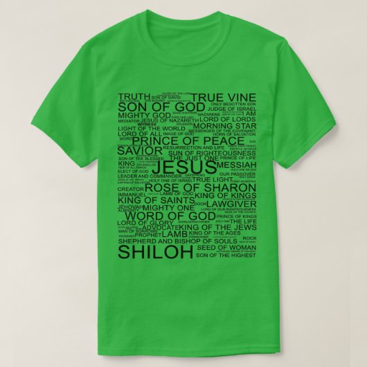 Alle namen van Jezus Christus T-shirt (Design voorkant)