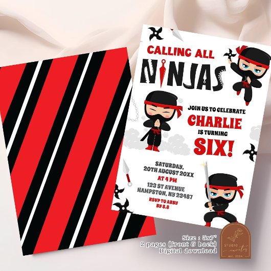 Alle Ninjas Boy verjaardagen Kaart