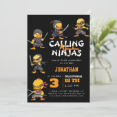 Alle Ninjas Grappige Eend Verjaardag Kaart (Staand voorkant)