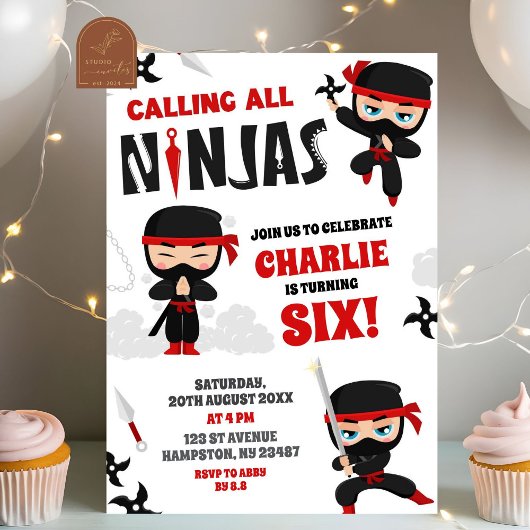 Alle Ninja's Jongens Verjaardag Kaart