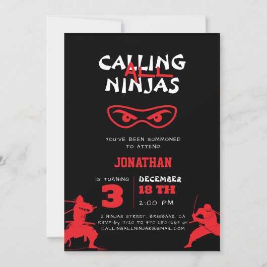 Alle Ninjas Silhouette Verjaardag Kaart (Voorkant)