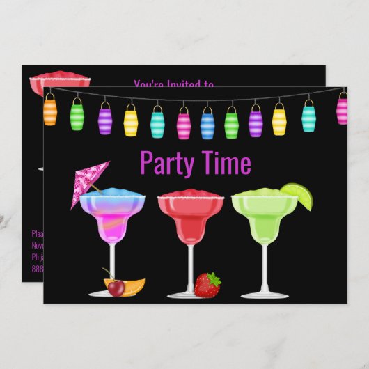 ALLE OCASIE BEACH COCKTAIL PARTIJ INVITAY NAVY KAART (Voorkant / Achterkant)