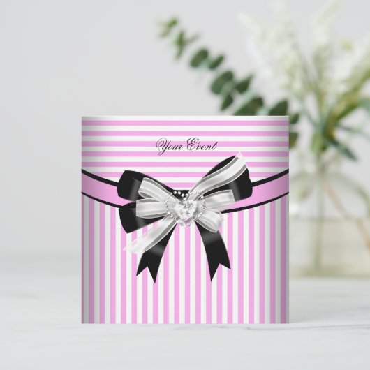 Alle Occasies Roze Zwarte Witte Stripe Partij (2) Kaart (Staand voorkant)