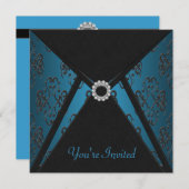 Alle Occasion Blauwgroen Black Invitation Sjabloon Kaart (Voorkant / Achterkant)