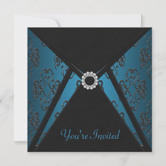 Alle Occasion Blauwgroen Black Invitation Sjabloon Kaart (Voorkant)