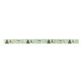 Alle Occasion Woodland Animals Plant Sage Green Satijnen Lint (Voorkant)