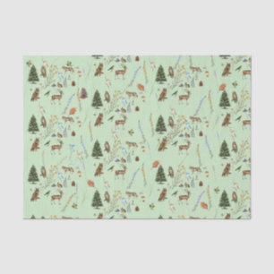 Alle Occasion Woodland Animals Plant Sage Green Tissuepapier