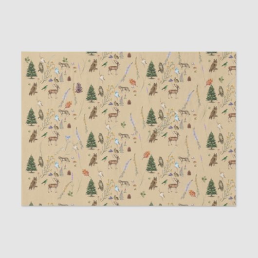 Alle Occasion Woodland Animals Plant Tan Tissuepapier (Voorkant)