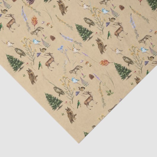 Alle Occasion Woodland Animals Plant Tan Tissuepapier (Detail)