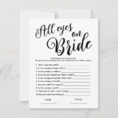 Alle ogen op Bride Simple Vrijgezellenfeest Game Kaart (Voorkant)