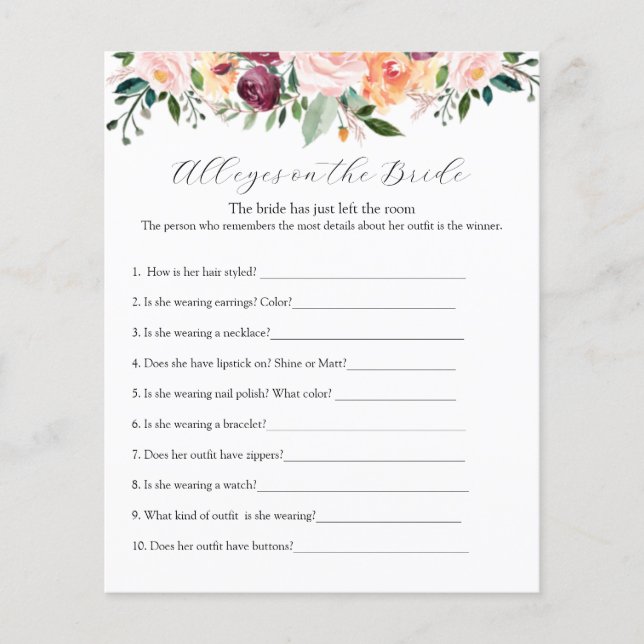 Alle ogen op de bruid Vrijgezellenfeest spel (Voorkant)