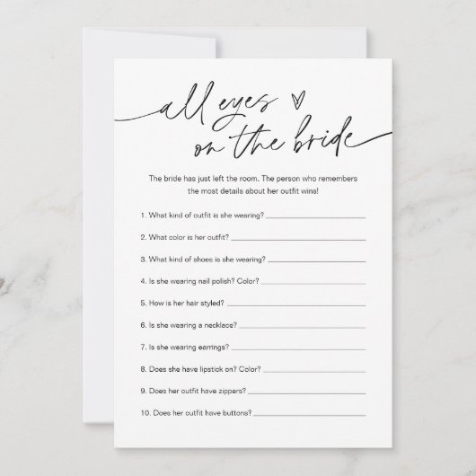 Alle ogen op het spel met het bride Vrijgezellenfe Kaart (Voorkant)