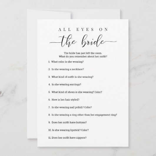 Alle ogen op het spel van het Bride Vrijgezellenfe Kaart (Voorkant)