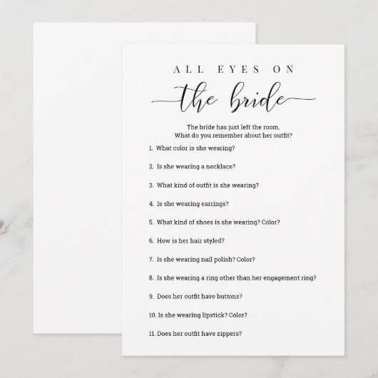 Alle ogen op het spel van het Bride Vrijgezellenfe Kaart (Voorkant / Achterkant)