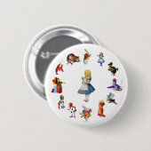 ALLE ONGEVEER IN WONDERLAND RONDE BUTTON 5,7 CM (Voorkant /achterkant)